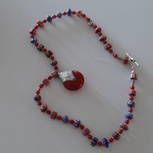 Ethnic red bearded necklace